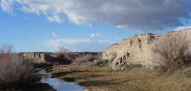 Shallow water of the peaceful Amagosa River flows near Tacopa, California.